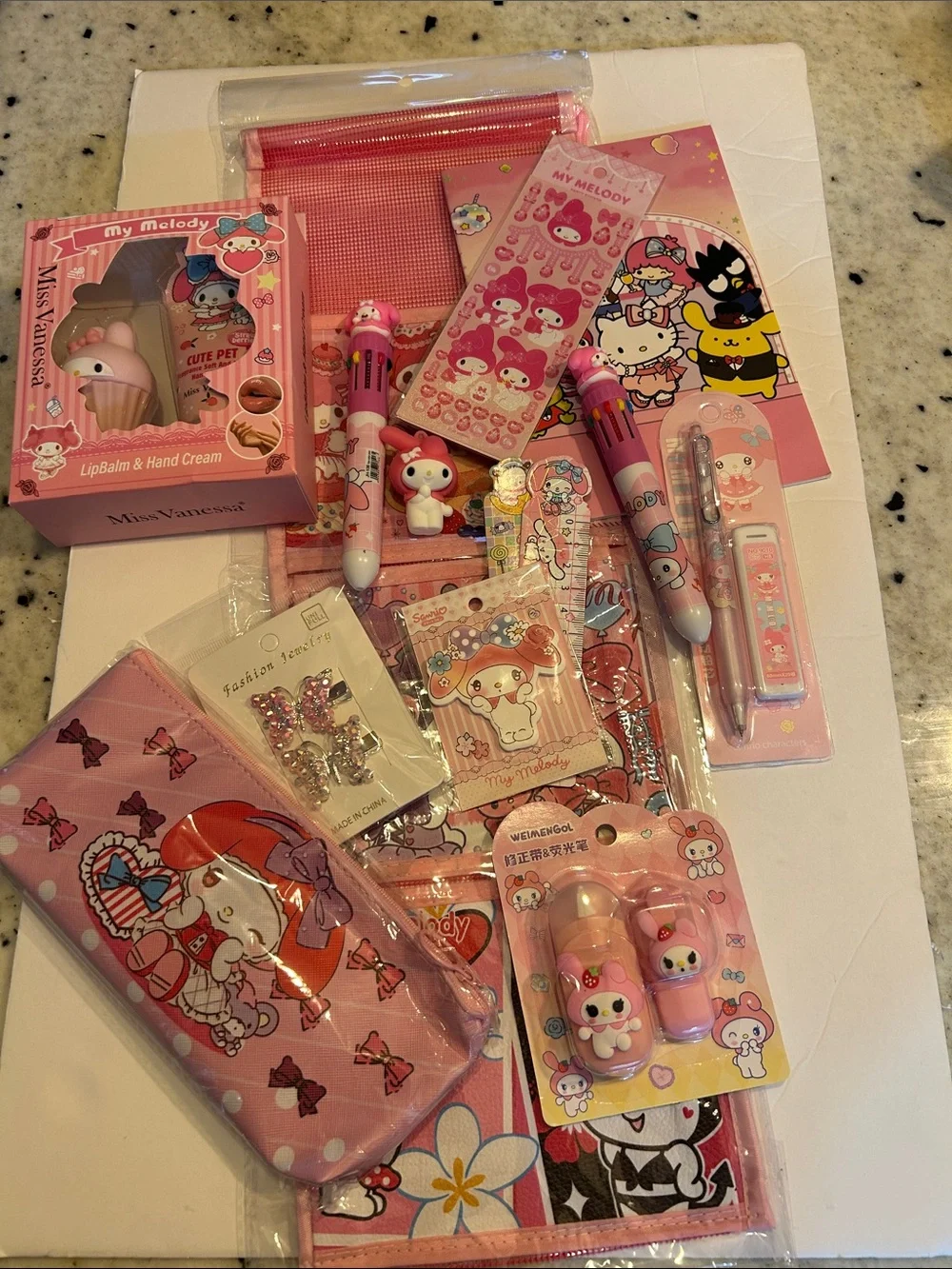 Kawaii Sanrio My Melody & Kuromi Pink Stationery Set